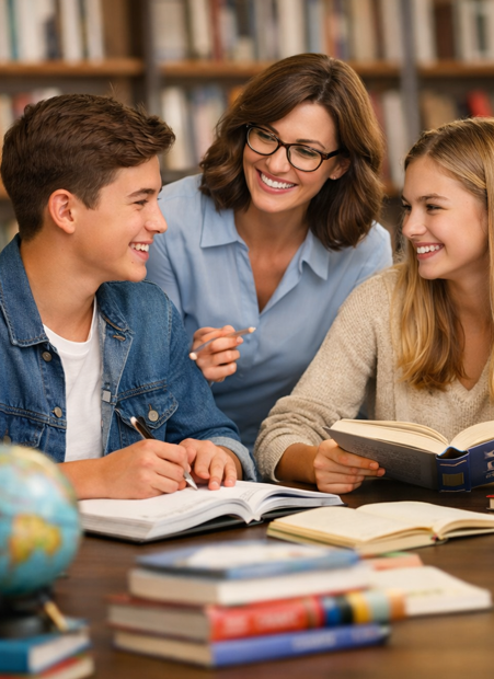 Students studying in class